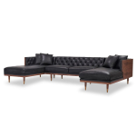 dania black U shape teak sofa