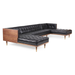 dania black U shape teak sofa